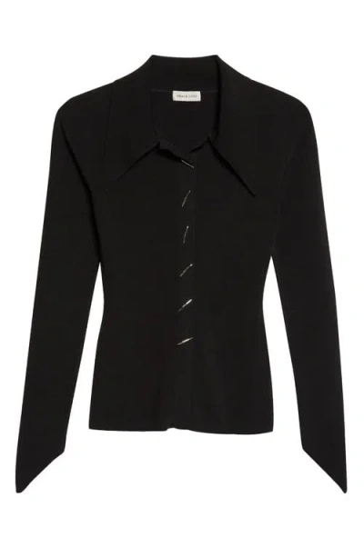 Grace Ling Angular Ribbed Cardigan In Black