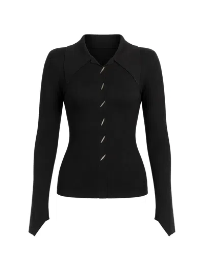 Grace Ling Angular-collar Shirt In Black