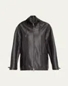 Grace Ling Belted Collar Striped Wool Oversized Jacket In Black