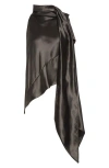 Grace Ling Bias Cut Crinkled Satin Scarf Top In Gray