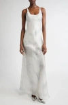 Grace Ling Bias Cut Silk Organza Dress In Ash