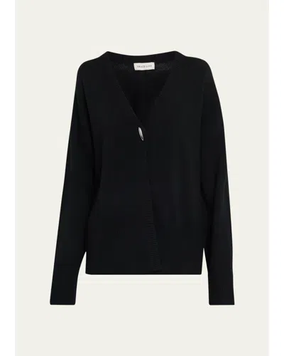 Grace Ling Cashmere Oversized V-neck Cardigan In Black
