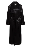 Grace Ling Claw Liquid Tailored Trench Coat In Black