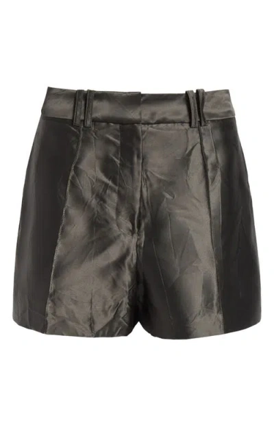 Grace Ling Crinkled Satin Shorts In Grey