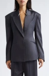 Grace Ling Fangs Single Breasted Wool Blend Blazer In Blue