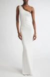 Grace Ling Flame One-shoulder Maxi Dress In White Marshmallow