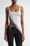 Grace Ling Flame Rib Tank In Ash Grey