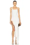 Grace Ling Flame Slit Maxi Dress In Ivory Flame