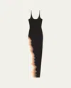 Grace Ling Flame Slit Maxi Skirt In Black