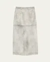 Grace Ling Fog Print Silk Organza Midi Skirt