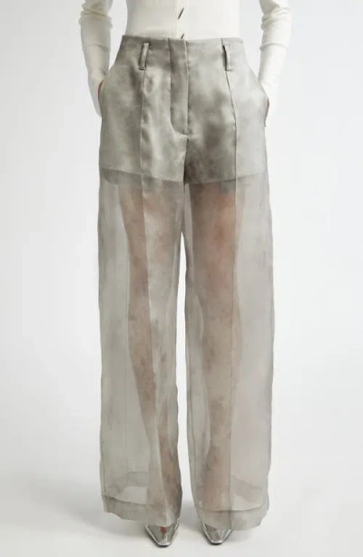 Grace Ling Fog Silk Trousers In Fog Grey