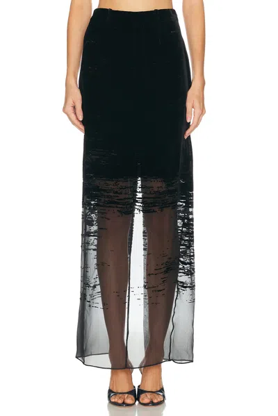 Grace Ling Glitch Tailored Maxi Skirt In Black