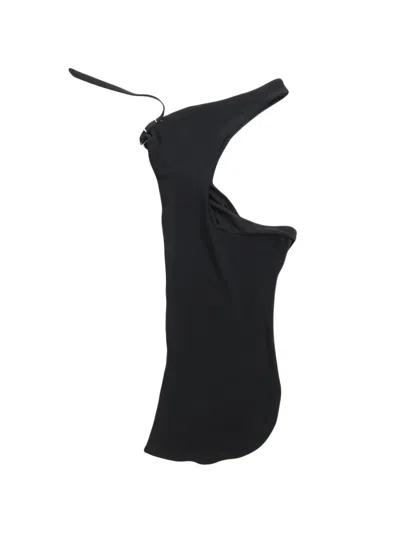 Grace Ling Hooded Halter Top In Black