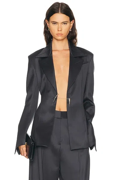Grace Ling Knife Sheath Tailored Blazer In Gray
