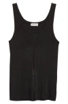 Grace Ling Logo Tag Rib Column Tank In Black