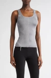 Grace Ling Logo Tag Rib Column Tank In Steel