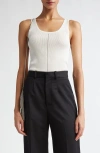 Grace Ling Logo Tag Rib Tank In Ivory