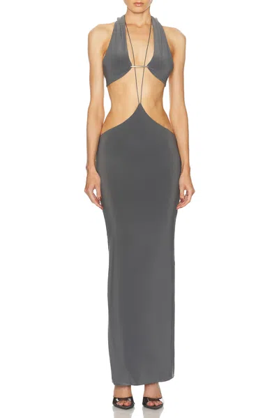 Grace Ling Logo Tag Tie Pillar Skirt In Grey
