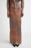 Grace Ling Pillar Silk Organza Maxi Skirt In Rust Brown