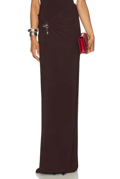 Grace Ling Relic Charms Draped Maxi Skirt In Brown