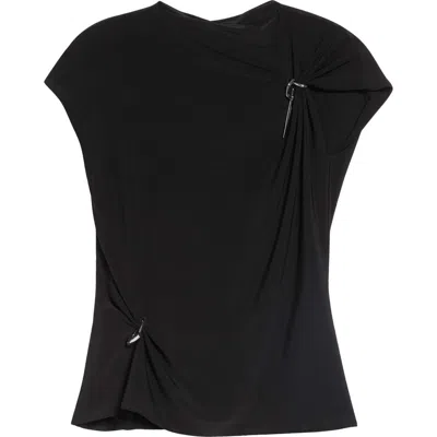 Grace Ling Relic Charms Jersey Mock Neck Top In Black