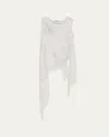 Grace Ling Asymmetric Silk Chiffon Scarf Top In Ash White