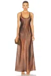 Grace Ling Pillar Silk Organza Maxi Skirt In Rust Brown