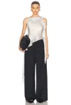 Grace Ling Silk Satin Chiffon Bias Scarf Top In Gray