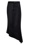 Grace Ling Tailored Angular Stretch Wool Skirt In Black