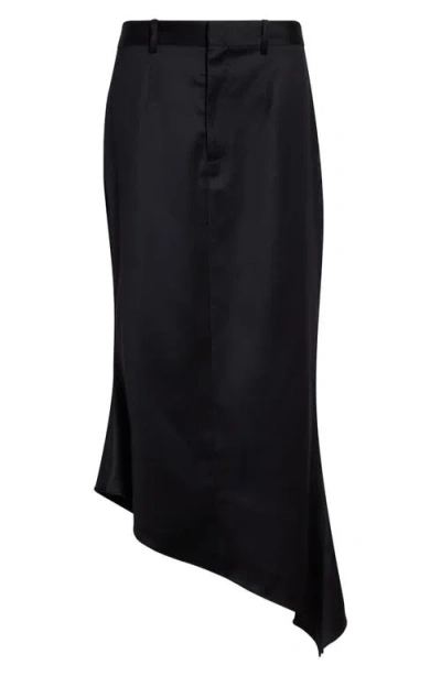 Grace Ling Tailored Angular Stretch Wool Skirt In Black