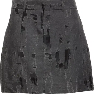 Grace Ling Torn Burnout Miniskirt In Dark Grey