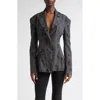 Grace Ling Torn Burnout Single Breasted Blazer In Torn Grey