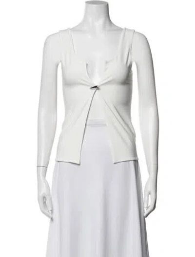 Pre-owned Grace Ling V-neck Sleeveless Top In White