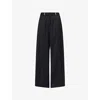 Shop Grace Ling Womens Black Claw Belt-loop Straight-leg Wool Trousers