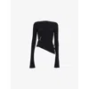 Grace Ling Womens Black Claw Draped Long-sleeve Jersey Top In Black