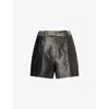 Grace Ling Crinkled Satin Shorts In Grey