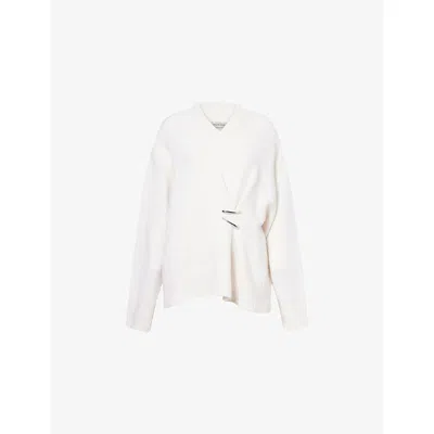 Grace Ling Womens Claws-embellished Cashmere And Cotton-blend Jumper Ivory In White