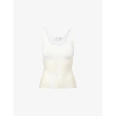 Grace Ling Womens Evanescent Scoop-neck Sheer-knit Tank Top Snow