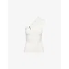 Grace Ling Womens White Claw One-shoulder Woven Top In White