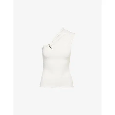 Grace Ling Womens White Claw One-shoulder Woven Top