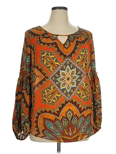 Pre-owned Grace Long Sleeve Blouse In Orange