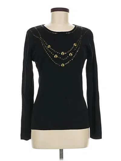 Pre-owned Grace Long Sleeve Top Black Scoop Neck Tops