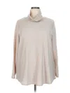 Grace Long Sleeve Top Silver Solid Pattern Turtleneck Tops In Pink
