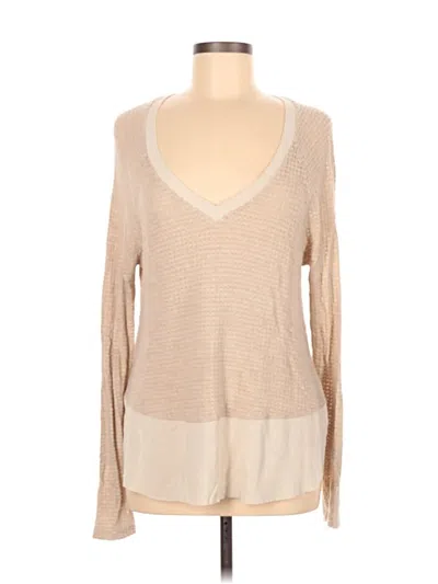 Pre-owned Grace Long Sleeve Top Tan V Neck Tops In Brown