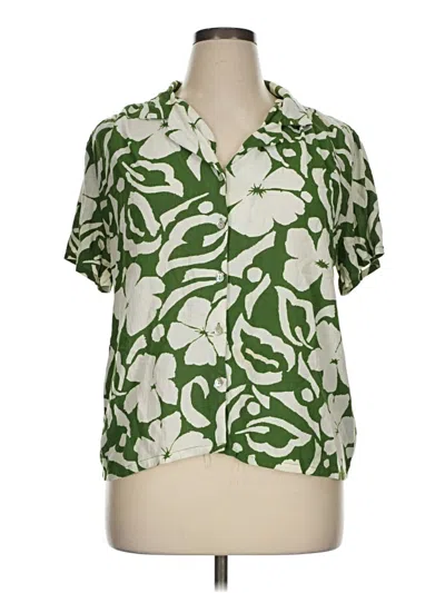 Pre-owned Grace Short Sleeve Blouse In Green