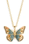 Grace Winfrey Buckeye Butterfly Pendant Necklace In Gold