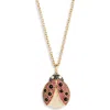 Grace Winfrey Ruby & Diamond Ladybug Pendant Necklace In Multi
