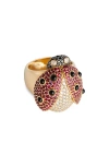 Grace Winfrey Ruby & Diamond Ladybug Ring In Multi