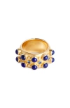 Grace Winfrey Trio Cabochan Cigar Band Ring In Gold