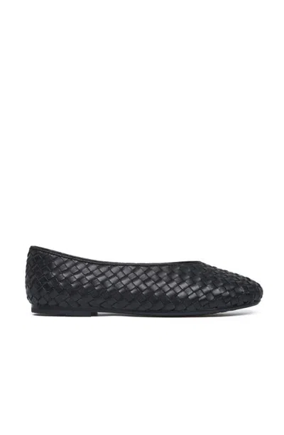 Grace Women's Melina Flat In Black Woven Leather